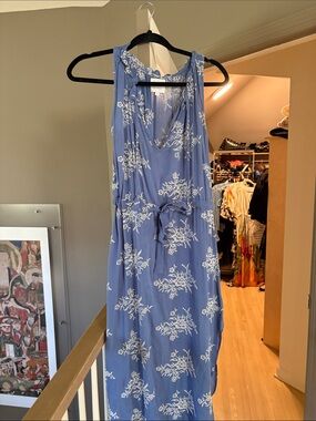 Misa Los Angeles Blue Floral Sleeveless Maxi Dress